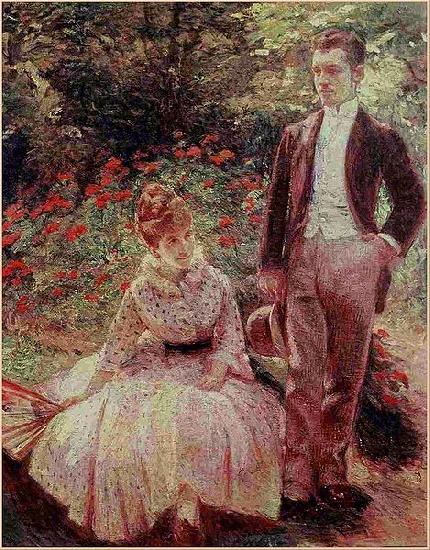 The Artist Son and Sister in the Garden at Sevres, Marie Bracquemond